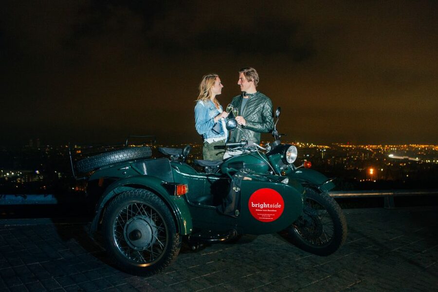 Barcelona: Night Tour on Sidecar Motorcycle - Sagrada Familia under the evening lights