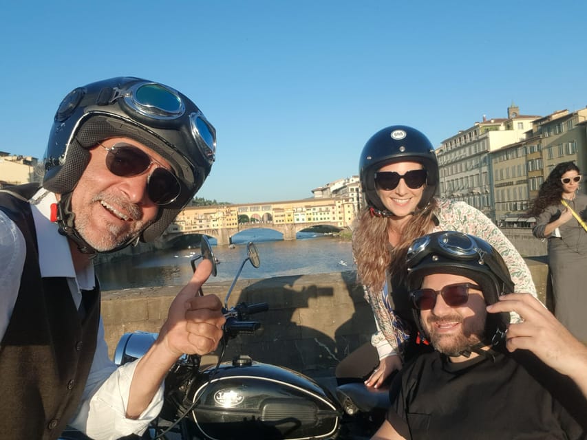 Florence Vintage Motorcycle Sidecar ride - Morning or Sunset - Michelangelo Square for the classic Florence panorama