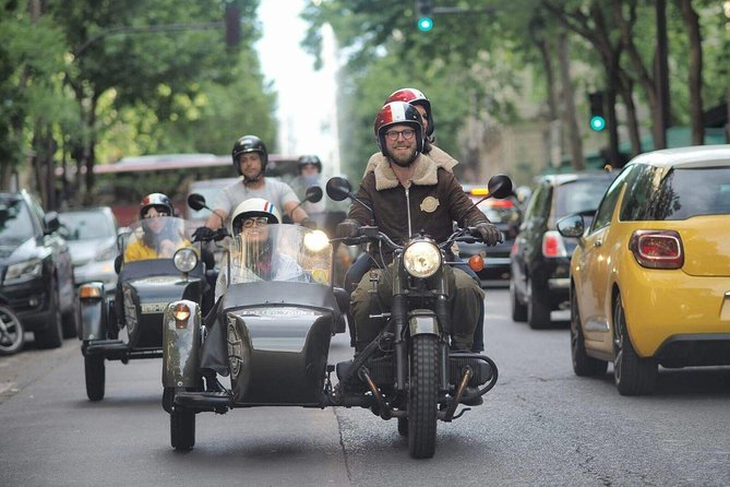 Paris Highlights city tour on a vintage Sidecar Motorcycle - Saint-Michel and Notre-Dame set the scene